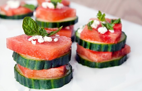 Wassermelone gesund Sommerfrucht Wassermelone Gurke Sandwiches