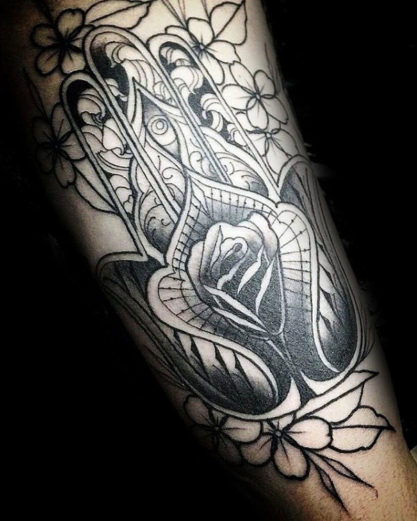 hamsa tattoo rose