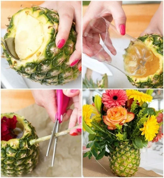 sommerliche tischdeko mit ananas selber machen