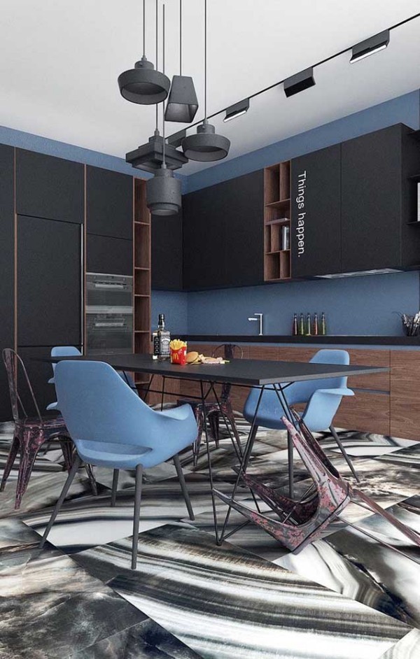 Design-Inspiration - blaue Stühle und andere Ideen in der Küche