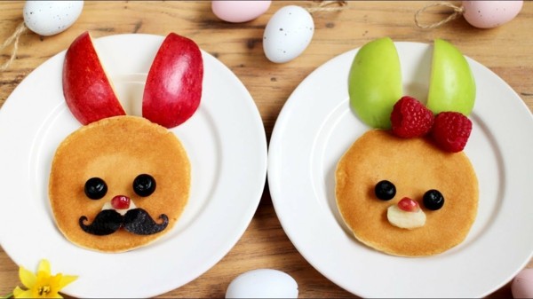 Gesunde Frühstücksideen für Kinder Pfannkuchen Hasen