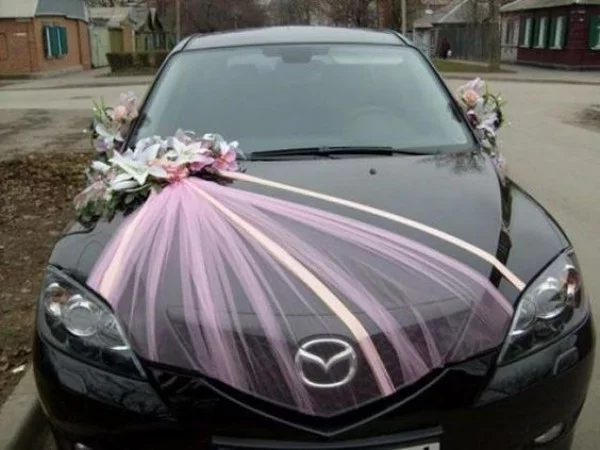 LIla Ideen mit Streifen Autoschmuck Hochzeit