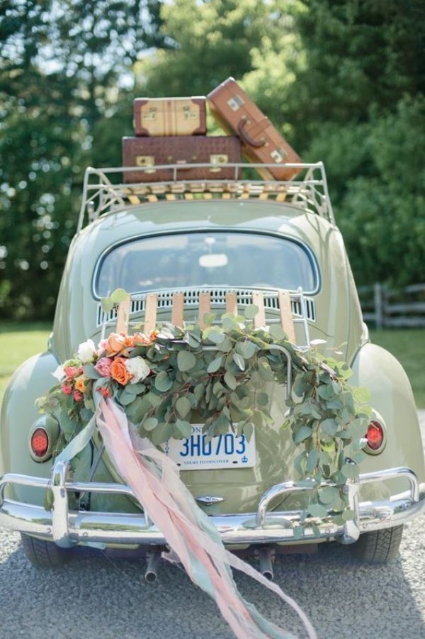 Vintage Idee für Autoschmuck Hochzeit