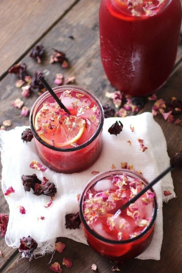 hibiskus rosen limonade selber zubereiten als durstlöscher