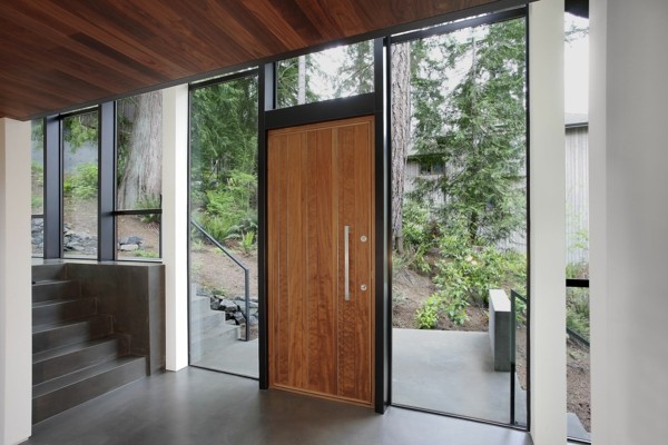 moderne Eingangstür Außentür Haustür Massivholztür Glas Fenster