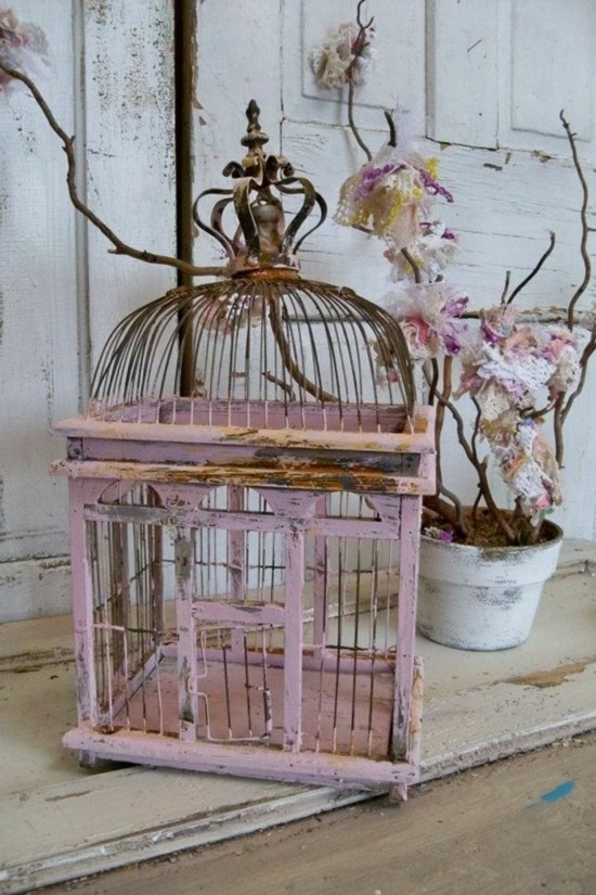vintage romantische vogelkäfig deko idee
