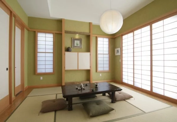 Japanisches Wohnzimmer typische Einrichtung Harmonie im Design Teezeremonie