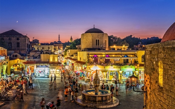 griechische Inseln Rhodos Altstadt Sehenswürdigkeiten Nacht