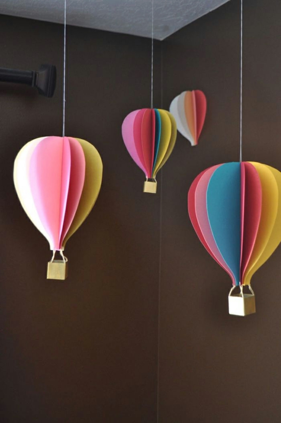 heißluftballon basteln aus buntem papier