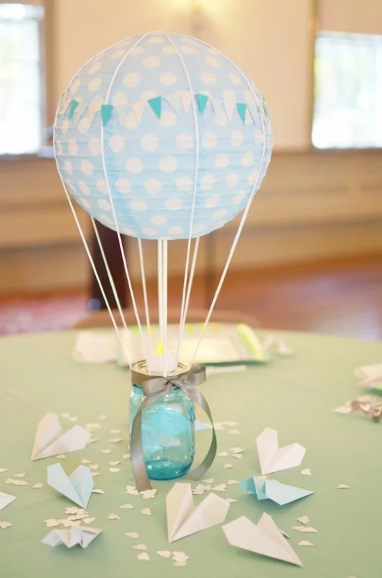 heißluftballon basteln aus reispapier lampenschirm