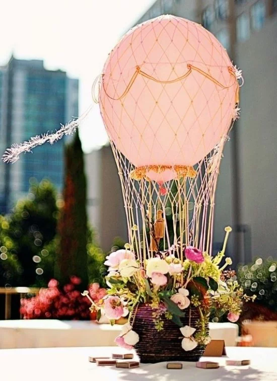 heißluftballon basteln mit luftballon als tischdeko