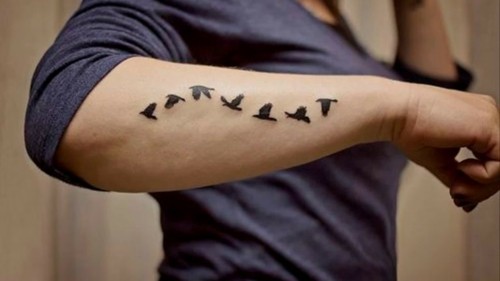 kleine tattoos männer vögel unterarm
