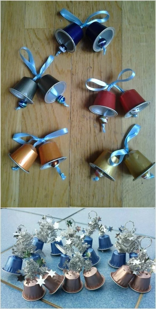 DIY Weihnachtsschmuck - Glocken aus Kaffeekapseln