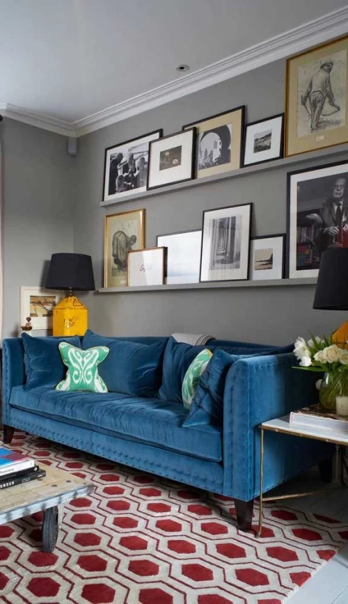 Inneneinrichtung - blaue Sofa Ideen - Retro