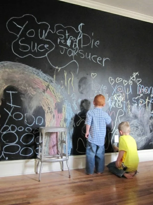 Kinderzimmer Etagenbett Tafelfarbe Kinder malen Wand