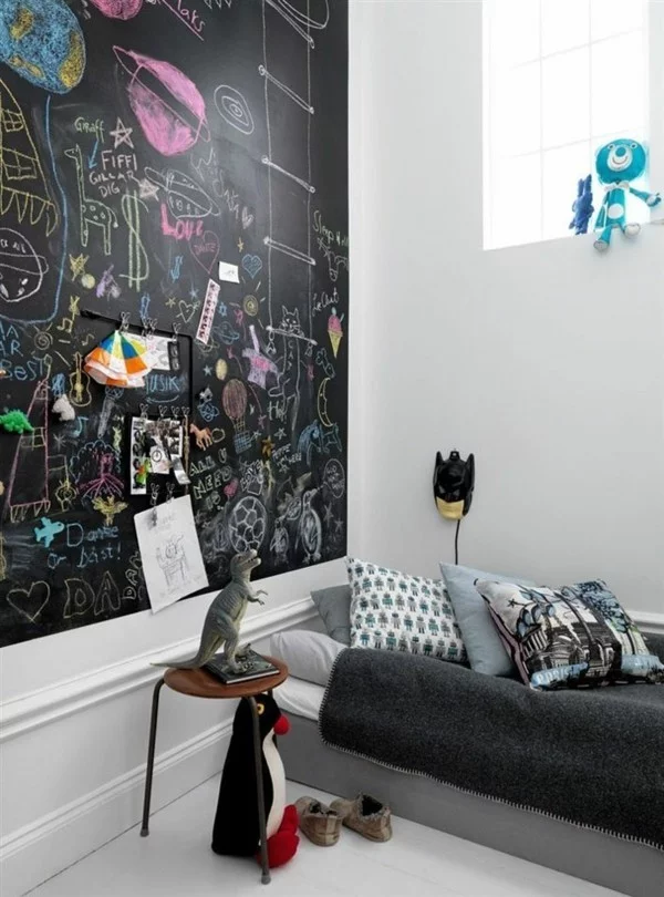 Kinderzimmer Ideen Tafelfarbe kreative Wandgestaltung Magnetfolie Tafelfolie
