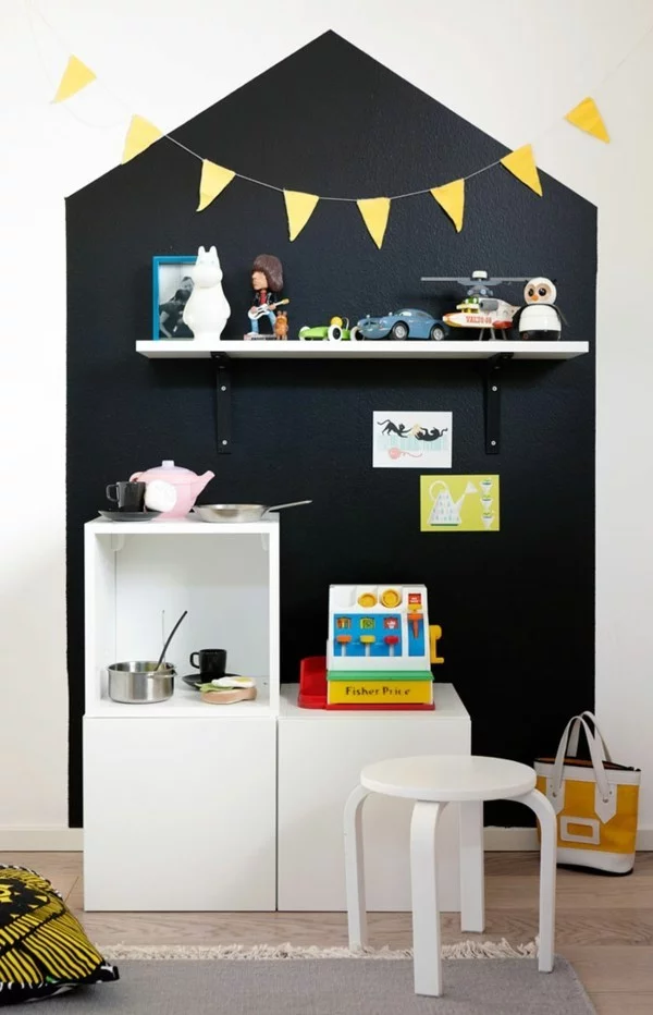 Kinderzimmer Kinderküche Tafelfarbe kreative Wandgestaltung Haus Tafelfolie