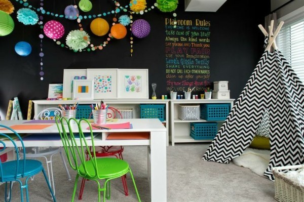 Kinderzimmer Möbel Zelt Tafelfarbe kreative Deko Ideen Tafelfolie