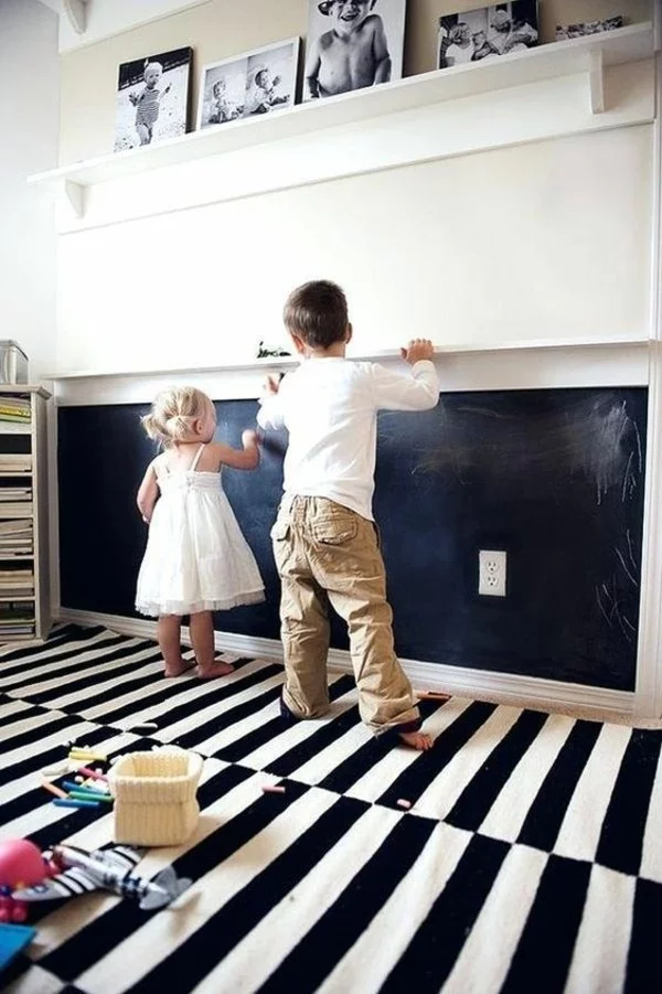 Kreidetafel berahmt Kinderzimmer Tafelfarbe kreative Wandgestaltung