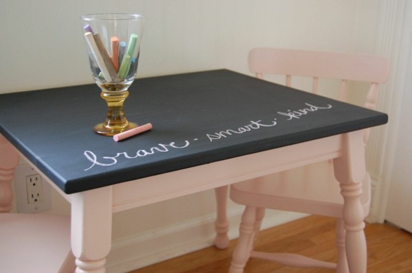 Tafelfarbe Kinderzimmer Mäbel Tisch Kreidetafel schwarz