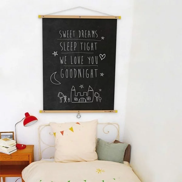 Tafelfarbe Kinderzimmer Wanddeko Ideen Kreidetafel Bett Schlafecke
