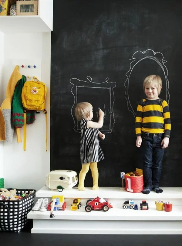 Tafelfarbe Kinderzimmer kreative Wanddeko Kinderspiele malen mit Kreide