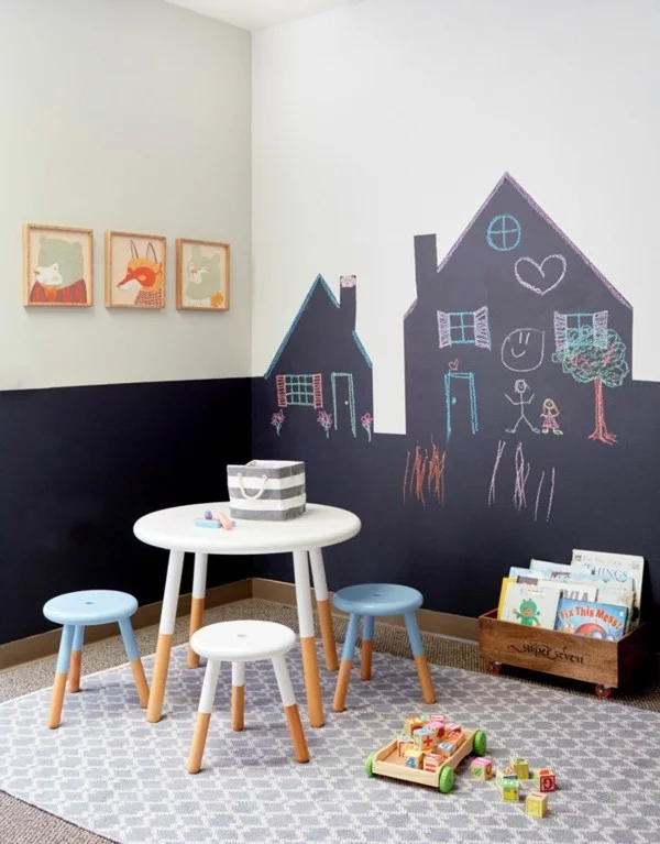 Tafelfarbe Wand Kinderzimmer Tafelfolie selbstklebend Haus