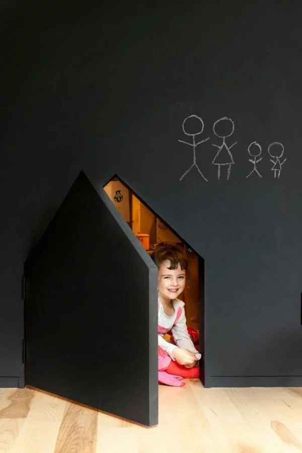 Tafelfarbe Wand Kinderzimmer Wanddeko Spielecke schaffen Kinderhaus