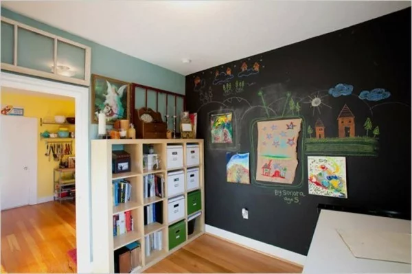 Tafelfarbe Wanddeko Kreidetafel Akzetwand Kinderzimmer gestalten