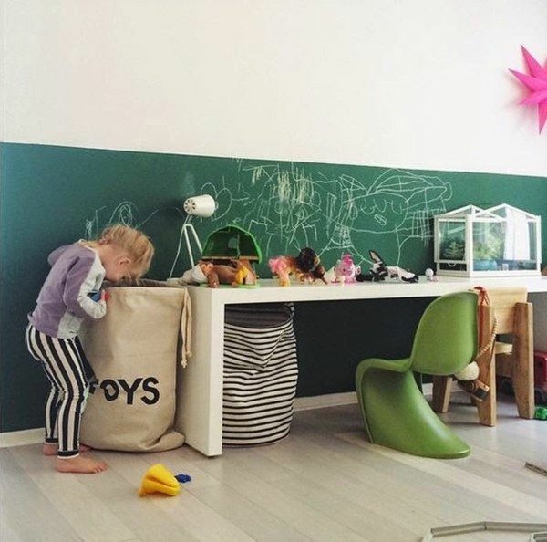 grüne Kreidetafel Kinderzimmer Tafelfarbe kreative Wandgestaltung