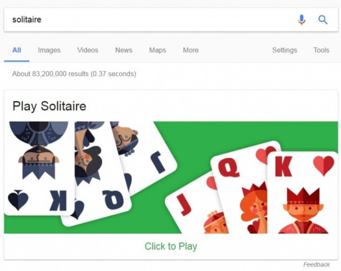 Die besten Google Easter Eggs solitär kartenspiel in chrome