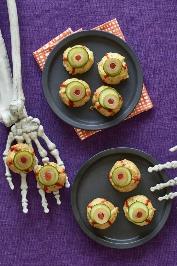 Halloween Snacks Kinder schnelle Fingerfood Rezepte Augen
