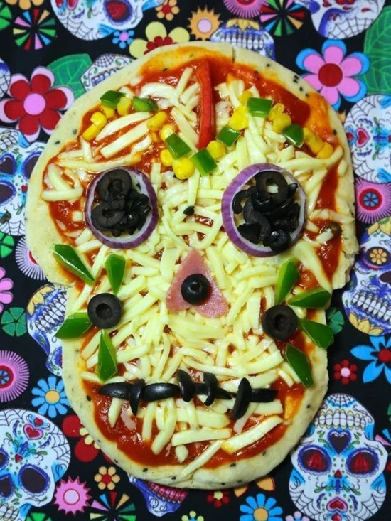 dia del muertos halloween pizza belag ideen