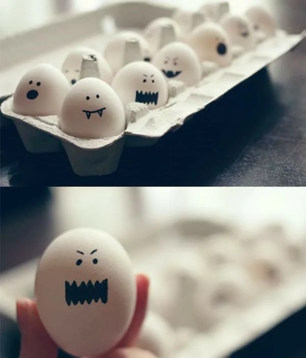 gekochte weiße eier halloween monster idee