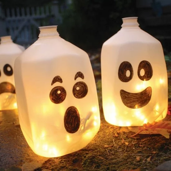 plastikflaschen gespenster basteln halloween