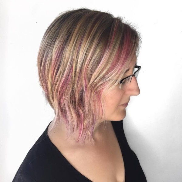 rosa und blond - frisuren dünnes haar