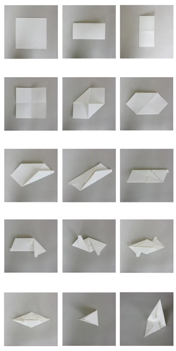 Schritt für Schritt Anleitung in Bildern Bascetta Sterne aus weißem Papier selber machen 