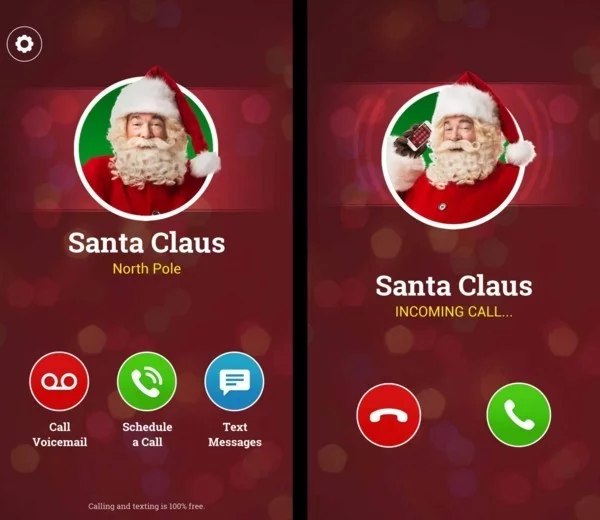 Den Weihnachtsmann anrufen Anruf von Santa Klaus annehmen neue Technologie im Einsatz Apps für Anrufe mit Santa Klaus 