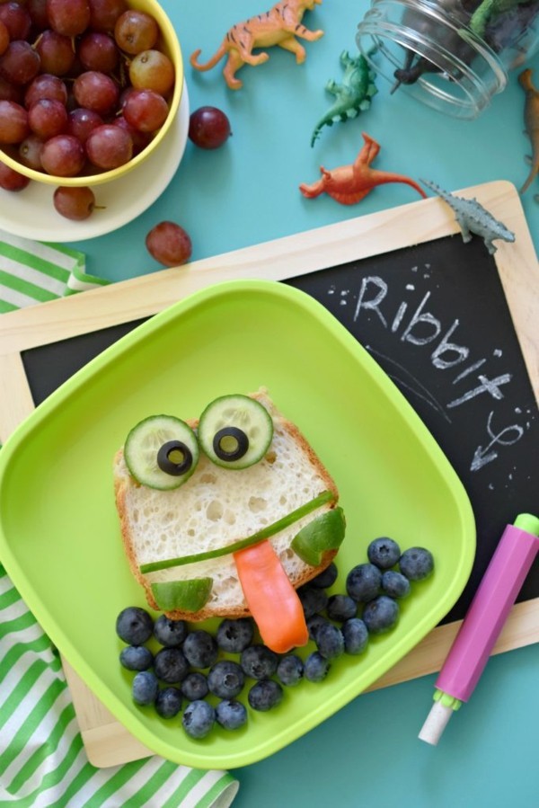 Kindergarten Lunchbox Kinder gesunde Ernährung kreatives Sandwich Frosch