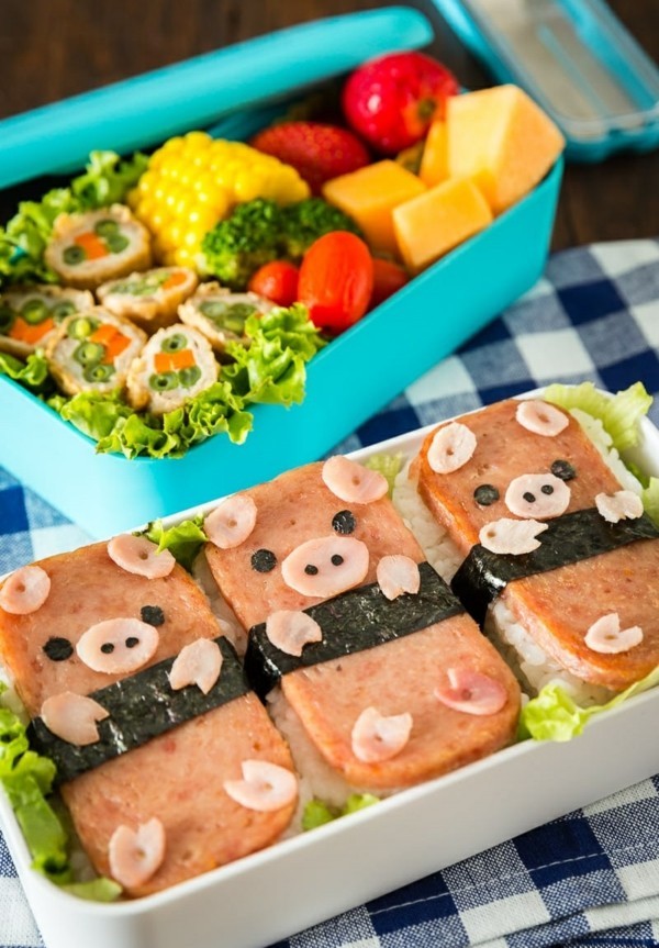 Lunchbox Kinder gesunde Ernährung kreativ gestalten Schweinchen
