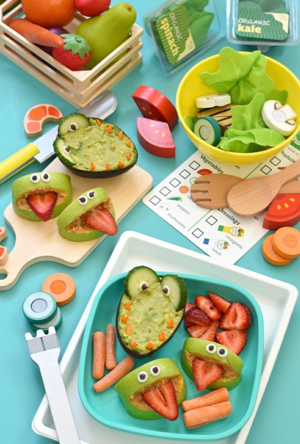 Lunchbox mit Fächern Rezepte Kindergarten Mittagsbox Äpfel Avocado