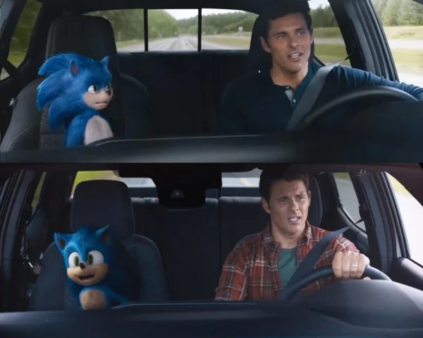 Sonic the Hedgehog sieht nach Redesign endlich wie sich selbst vergleich im auto trailer