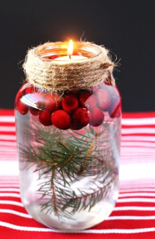glas mit früchten weihnachten kerzen