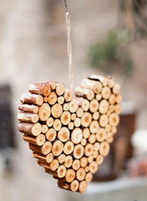 Rustikale Weihnachtsdeko Herz aus Holz Liebe Zuneigung ausdrücken