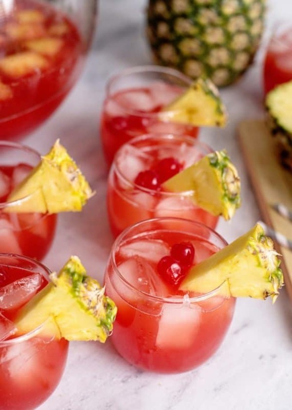 ananas erdbeer silvester bowle ohne alkohol