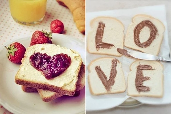 Brot und andere Ideen Valentinstag Frühstück