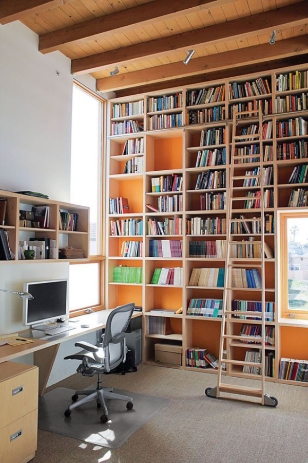 Moderne Hausbibliothek Home Office kreative Atmosphäre viel Licht