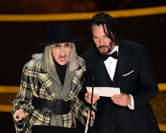 Oscars 2020 keanu Reeves Diane Keaton auf der Bühne gemeinsame Präsentation