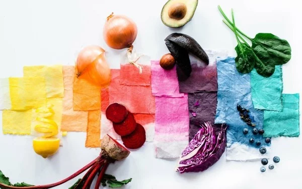 Textilien färben mit Lebensmitteln frisches Obst und Gemüse verwenden