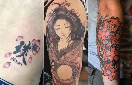 japanische motive kirschblüten tattoo